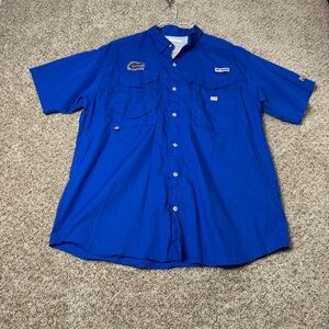 Columbia Men’s Short-Sleeve Fishing Button-Up Shirt — Blue